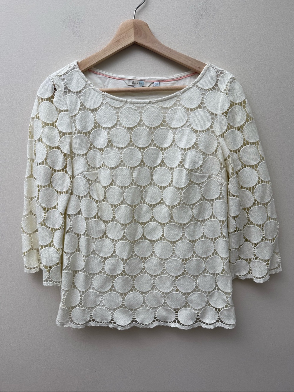 Boden Cream Crochet Circle Lace Blouse